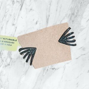 Elegant Black Glitter Wing Earrings Stamped STS 925